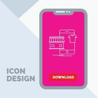 compras. vestidos. comprar. en línea. icono de línea de tienda en el móvil para la página de descarga vector