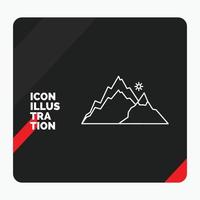 Red and Black Creative presentation Background for mountain. landscape. hill. nature. tree Line Icon vector