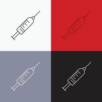 syringe. injection. vaccine. needle. shot Icon Over Various Background. Line style design. designed for web and app. Eps 10 vector illustration