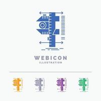 medida. calibrar. calibrador. física. plantilla de icono web de glifo de color de medición 5 aislada en blanco. ilustración vectorial vector