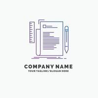 código. codificación. expediente. programación. plantilla de logotipo de empresa púrpura script. lugar para el eslogan vector