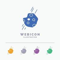 Asteroid. astronomy. meteor. space. comet 5 Color Glyph Web Icon Template isolated on white. Vector illustration