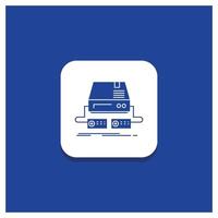 Blue Round Button for Console. game. gaming. pad. drive Glyph icon vector