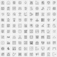 paquete de 100 iconos de líneas universales para móviles y web vector