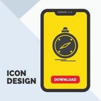 compass. direction. navigation. gps. location Glyph Icon in Mobile for Download Page. Yellow Background vector