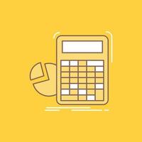 calculator. calculation. math. progress. graph Flat Line Filled Icon. Beautiful Logo button over yellow background for UI and UX. website or mobile application vector