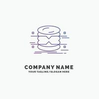 database. data. architecture. infographics. monitoring Purple Business Logo Template. Place for Tagline vector