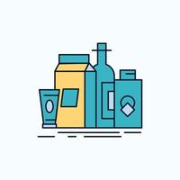 packaging. Branding. marketing. product. bottle Flat Icon. green and Yellow sign and symbols for website and Mobile appliation. vector illustration
