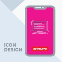 Code. coding. computer. monoblock. laptop Line Icon in Mobile for Download Page vector