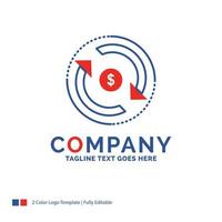 Company Name Logo Design For Circulation. finance. flow. market. money. Blue and red Brand Name Design with place for Tagline. Abstract Creative Logo template for Small and Large Business. vector