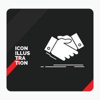 Red and Black Creative presentation Background for handshake. hand shake. shaking hand. Agreement. business Glyph Icon vector