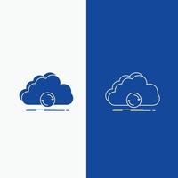 cloud. syncing. sync. data. synchronization Line and Glyph web Button in Blue color Vertical Banner for UI and UX. website or mobile application vector