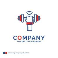 Company Name Logo Design For Dumbbell. gain. lifting. power. sport. Blue and red Brand Name Design with place for Tagline. Abstract Creative Logo template for Small and Large Business. vector