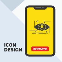 Advanced. future. gen. science. technology. eye Glyph Icon in Mobile for Download Page. Yellow Background vector