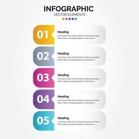 diseño infográfico vertical vectorial con iconos. 5 opciones o 5 pasos. diagrama de proceso diagrama de flujo gráfico de información vector