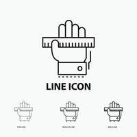 Education. hand. learn. learning. ruler Icon in Thin. Regular and Bold Line Style. Vector illustration