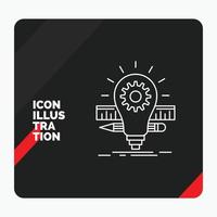 Red and Black Creative presentation Background for Development. idea. bulb. pencil. scale Line Icon vector