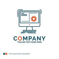 Command. computer. function. process. progress Logo Design. Blue and Orange Brand Name Design. Place for Tagline. Business Logo template. vector