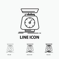 implementation. mass. scale. scales. volume Icon in Thin. Regular and Bold Line Style. Vector illustration