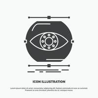 visualize. conception. monitoring. monitoring. vision Icon. glyph vector gray symbol for UI and UX. website or mobile application