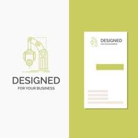 Business Logo for Automation. factory. hand. mechanism. package. Vertical Green Business .Visiting Card template. Creative background vector illustration