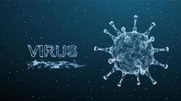 Corona virus 3d polygonal text. Virus infections epidemic banner on blue background. Vector healthcare coronavirus illustration