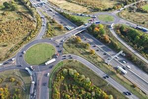 Aerial View of British Roads and Traffic on a Sunny Day photo