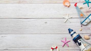 Top view of marine decoration on white background. Nautical concept. photo