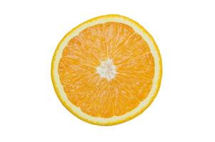 Close up of orange slice on white background photo