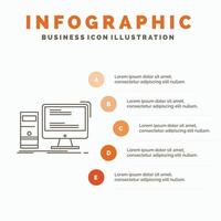 Computer. desktop. gaming. pc. personal Infographics Template for Website and Presentation. Line Gray icon with Orange infographic style vector illustration