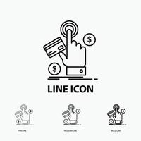 ppc. Click. pay. payment. web Icon in Thin. Regular and Bold Line Style. Vector illustration