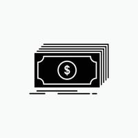 Cash. dollar. finance. funds. money Glyph Icon. Vector isolated illustration