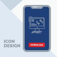 synchronization. sync. information. data. computer Line Icon in Mobile for Download Page vector