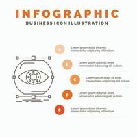 visualize. conception. monitoring. monitoring. vision Infographics Template for Website and Presentation. Line Gray icon with Orange infographic style vector illustration