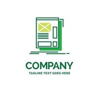 wire. framing. Web. Layout. Development Flat Business Logo template. Creative Green Brand Name Design. vector