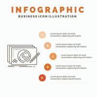 nivel. diseño. nuevo. completo. plantilla de infografía de juego para sitio web y presentación. icono de línea gris con ilustración de vector de estilo infográfico naranja