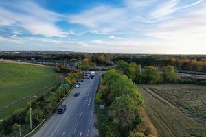 Aerial View of British Roads and Traffic on a Sunny Day photo