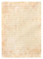 old parchment paper sheet vintage aged or texture isolated on white background photo