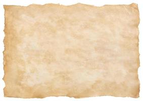 old parchment paper sheet vintage aged or texture isolated on white background photo