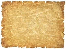 old parchment paper sheet vintage aged or texture isolated on white background photo