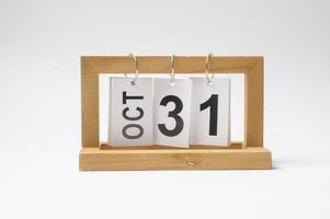 Wooden Sign Calendar on Halloween celebration festival , Holiday concept photo