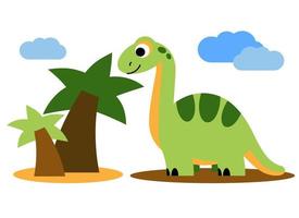 Set with cartoon dinosaurs isolated on a white background. Vector illustration for printing on packaging paper, fabric, postcard, clothing. Cute children s background