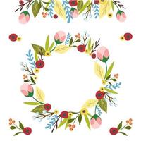 Floral decorative frame . Vector flowers in a circle. Wedding invitation.