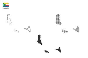 3 versions of Comoros map city vector by thin black outline simplicity style, Black dot style and Dark shadow style. All in the white background.