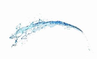 3d water splash transparent, clear blue water scattered around isolated on white background. 3d render illustration photo