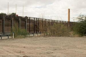 El Paso, Texas, USA September 29, 2022 Border Wall along the US Mexico Border near Downtown El Paso photo