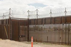 El Paso, Texas, USA September 29, 2022 Border Wall along the US Mexico Border near Downtown El Paso photo