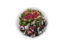 Salad  with radishes and roasted chikens photo