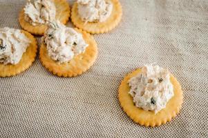 Cracker with tuna spread photo