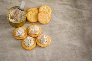 Cracker with tuna spread photo